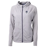 Veste zippée intégrale en tricot écologique avec logo Adapt Silver Cutter & Buck pour femme des Huskies de l'UConn