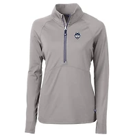 Women's Cutter & Buck Silver UConn Huskies Logo Adapt Eco Knit Half-Zip Pullover