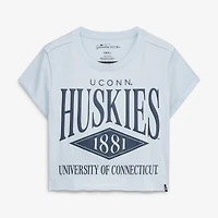 T-shirt court à revers bleu clair pour femmes UConn Huskies, idéal les jours de match