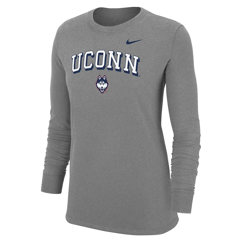 Women's Nike Gray UConn Huskies Core Logo T-Shirt