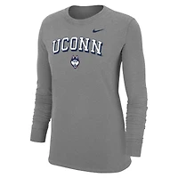 Women's Nike Gray UConn Huskies Core Logo T-Shirt