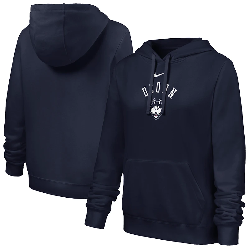 Sweat à capuche en polaire Nike UConn Huskies Club bleu marine pour femme