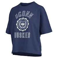 Women's Pressbox Navy UConn Huskies Motley Crew Bishop Waist Length Oversized Slub T-Shirt