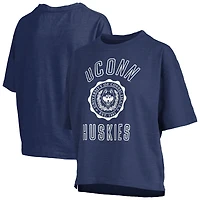 Women's Pressbox Navy UConn Huskies Motley Crew Bishop Waist Length Oversized Slub T-Shirt