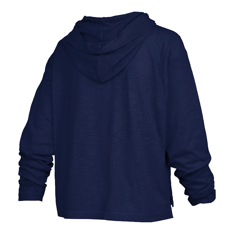 Women's Pressbox Navy UConn Huskies Nelson Arch Over Logo Long Sleeve Hooded Slub T-Shirt