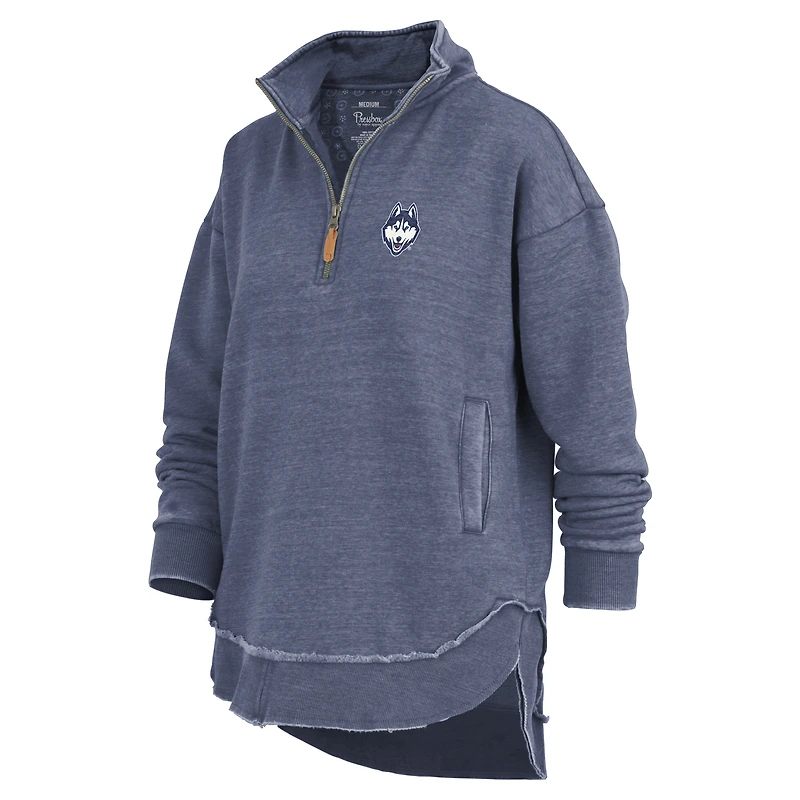 Women's Pressbox Navy UConn Huskies Northfork Sojourn Poncho Quarter-Zip Sweatshirt