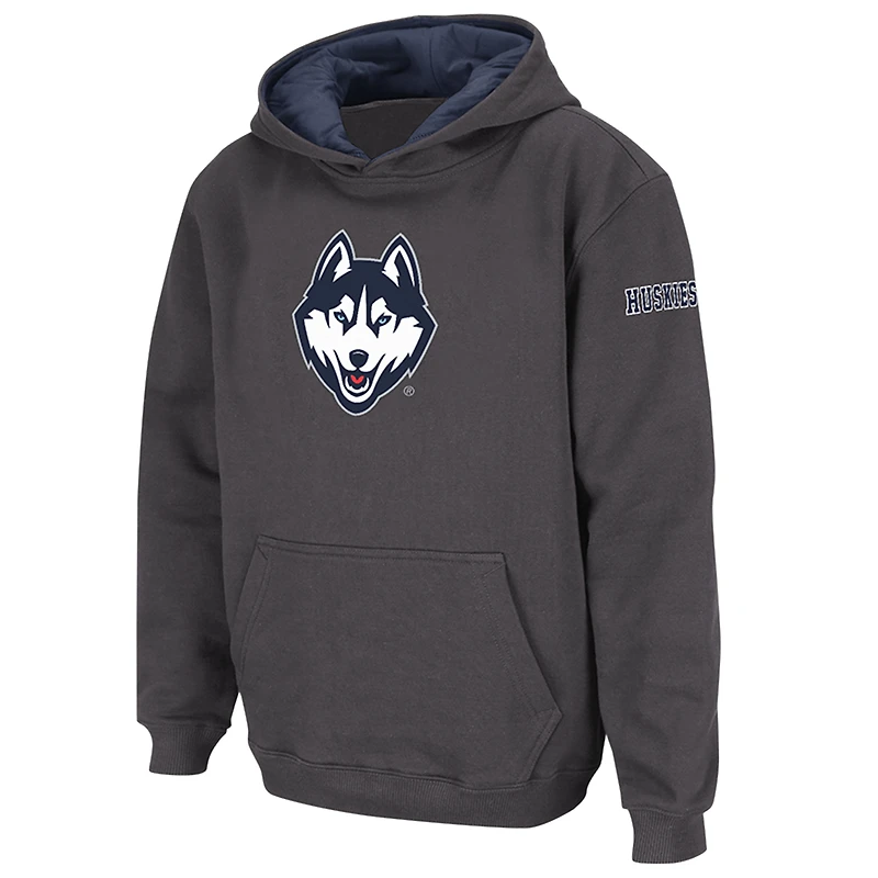 Youth Stadium Athletic Charcoal UConn Huskies Big Logo Pullover Hoodie
