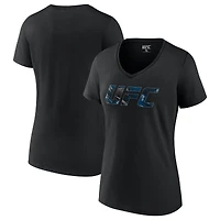T-shirt noir à col en V Khamzat Chimaev pour femme, UFC Unrivaled