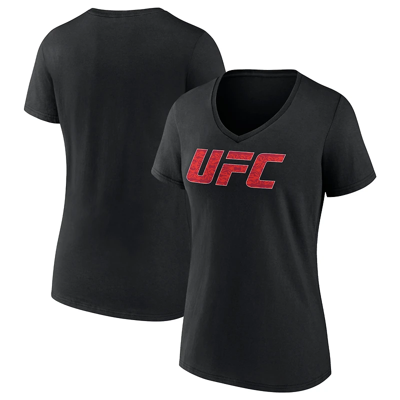 T-shirt noir à col en V Merab Dvalishvili UFC Unrivaled pour femme