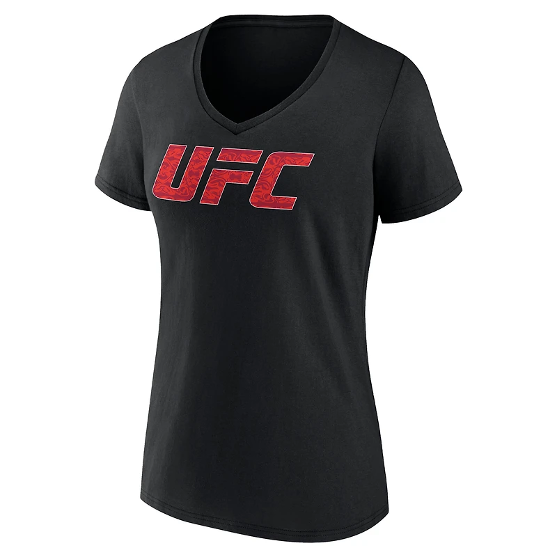 T-shirt noir à col en V Merab Dvalishvili UFC Unrivaled pour femme