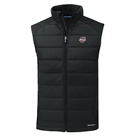 Men's Cutter & Buck  Black UMass Minutemen Evoke Hybrid Eco Softshell Recycled Full-Zip Vest