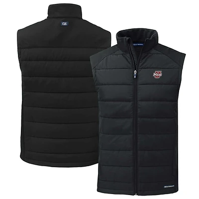 Men's Cutter & Buck  Black UMass Minutemen Evoke Hybrid Eco Softshell Recycled Full-Zip Vest