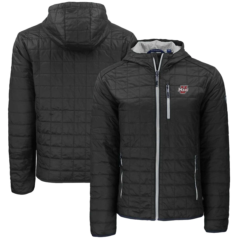 Sweat à capuche entièrement zippé Rainier PrimaLoft Eco pour homme, noir, Cutter & Buck, UMass Minutemen