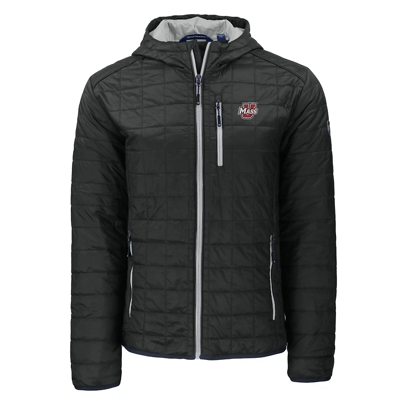 Sweat à capuche entièrement zippé Rainier PrimaLoft Eco pour homme, noir, Cutter & Buck, UMass Minutemen