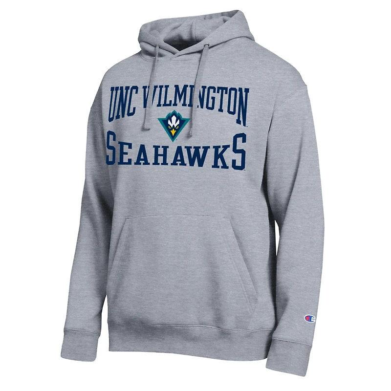 Sweat à capuche Champion gris chiné pour homme, aux couleurs de l'équipe des Seahawks l'UNC Wilmington.