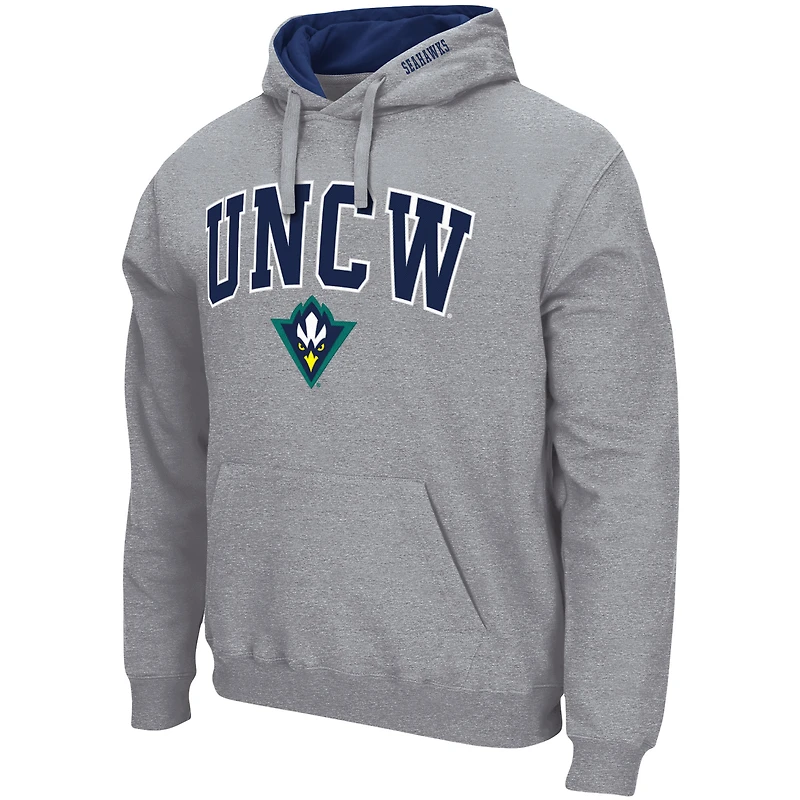 Men's Colosseum  Heather Gray UNC Wilmington Seahawks Arch & Logo Hoodie