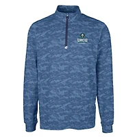 Men's Cutter & Buck Navy UNC Wilmington Seahawks Big Tall Traverse Camo Print Stretch Quarter-Zip Pullover Top