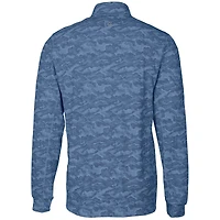 Men's Cutter & Buck Navy UNC Wilmington Seahawks Big Tall Traverse Camo Print Stretch Quarter-Zip Pullover Top