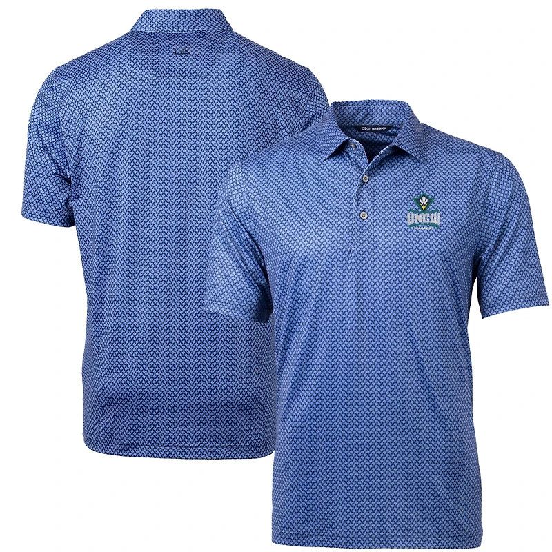 Polo Cutter & Buck bleu marine pour homme, imprimé bannière Pike, UNC Wilmington Seahawks