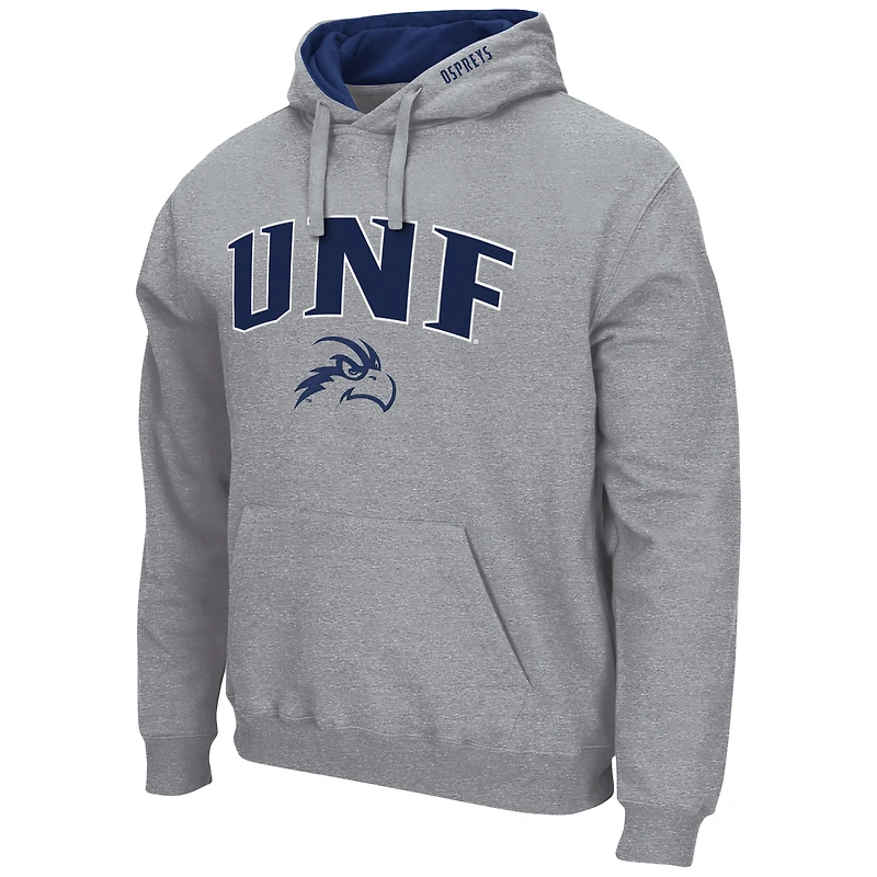 Men's Colosseum Heather Gray UNF Ospreys Arch & Logo 3.0 Pullover Hoodie