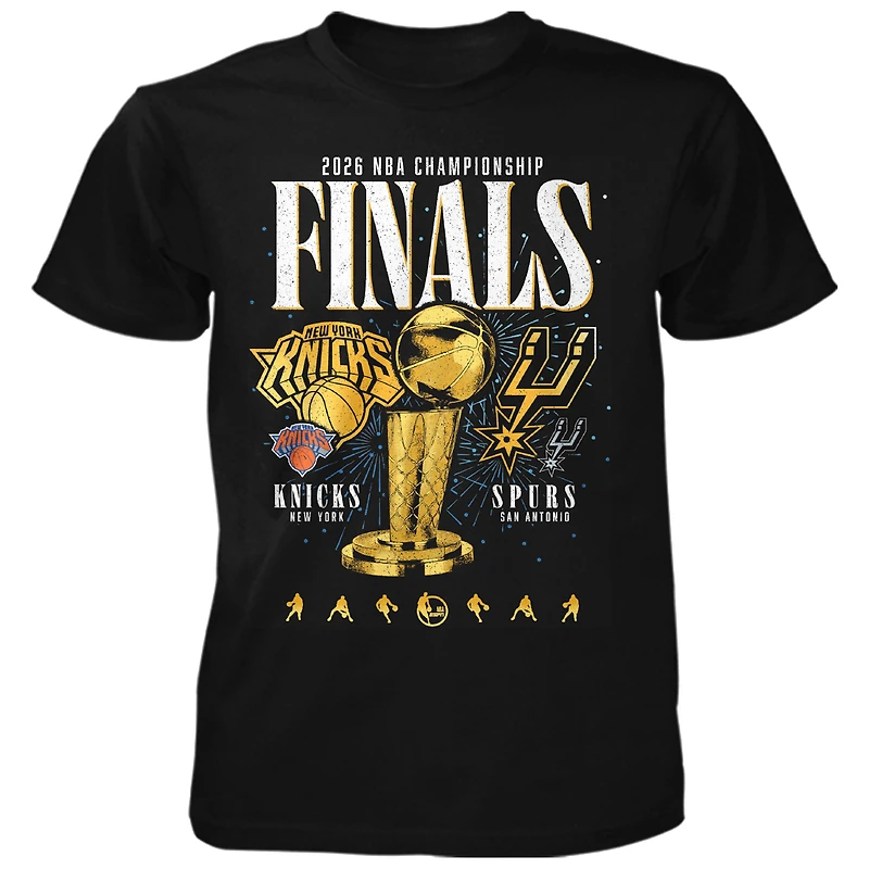 Unisex Black New York Knicks vs. San Antonio Spurs 2026 NBA Finals Matchup Trophy T-Shirt