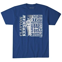 Unisex BreakingT Clayton Kershaw Royal Los Angeles Dodgers GOAT List T-Shirt