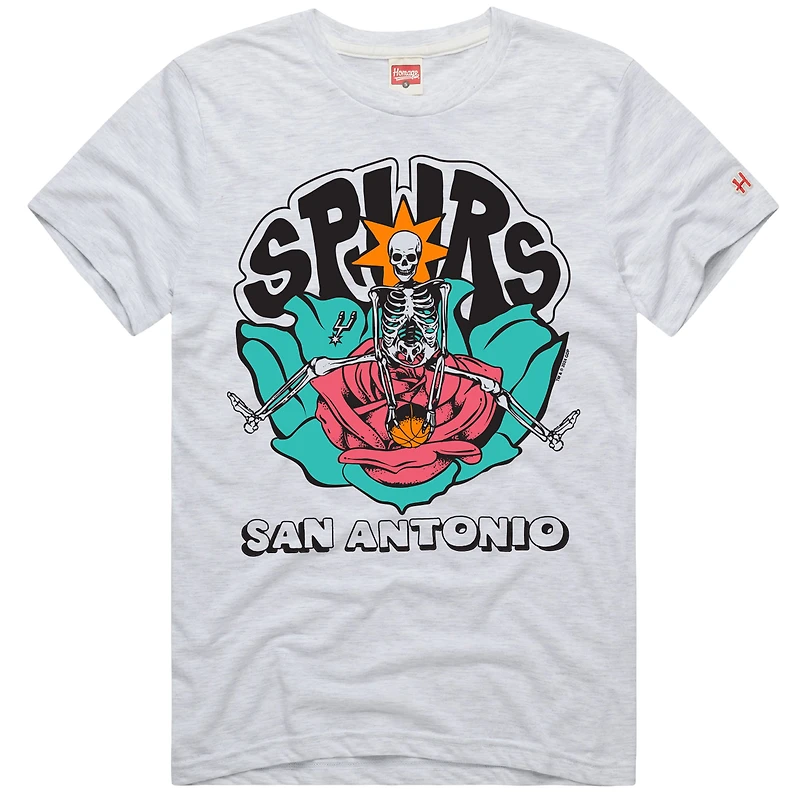 Unisex Homage Ash San Antonio Spurs x The Grateful Dead Skeleton Tri-Blend T-Shirt