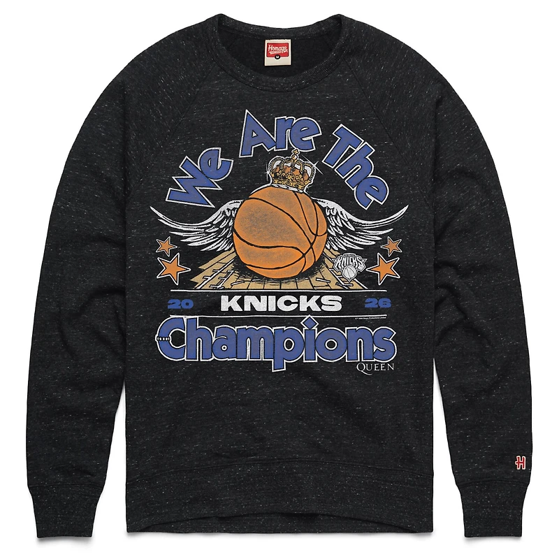 Sweat-shirt unisexe Homage Charcoal New York Knicks x Queen, champions des finales NBA 2026, en mélange de trois matières.