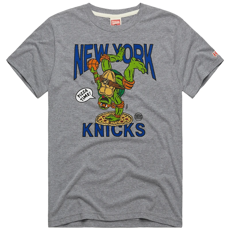 Unisex Homage Gray New York Knicks x Teenage Mutant Ninja Turtles Michelangelo Tri-Blend T-Shirt