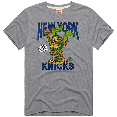 Unisex Homage Gray New York Knicks x Teenage Mutant Ninja Turtles Michelangelo Tri-Blend T-Shirt