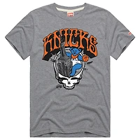 T-shirt unisexe gris hommage New York Knicks x The Grateful Dead Skull Tri-Blend