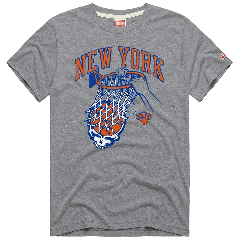 Unisex Homage Gray New York Knicks x The Grateful Dead Tri-Blend T-Shirt