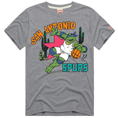 Unisex Homage Gray San Antonio Spurs x Teenage Mutant Ninja Turtles Leonardo Tri-Blend T-Shirt