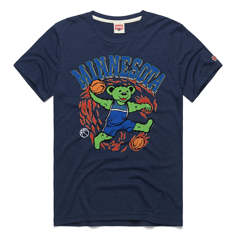 T-shirt unisexe bleu marine hommage aux Minnesota Timberwolves Grateful Dead Tri-Blend