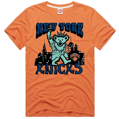 Unisex Homage Orange New York Knicks x The Grateful Dead Bear Tri-Blend T-Shirt