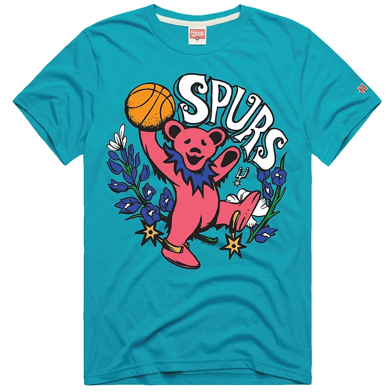 T-shirt unisexe Hommage Teal San Antonio Spurs x The Grateful Dead Bear Tri-Blend