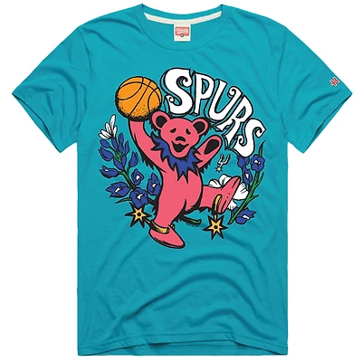 T-shirt unisexe Hommage Teal San Antonio Spurs x The Grateful Dead Bear Tri-Blend