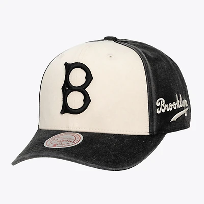 Casquette unisexe Mitchell & Ness crème/noire Brooklyn Dodgers Snow Block Pro Crown ajustable