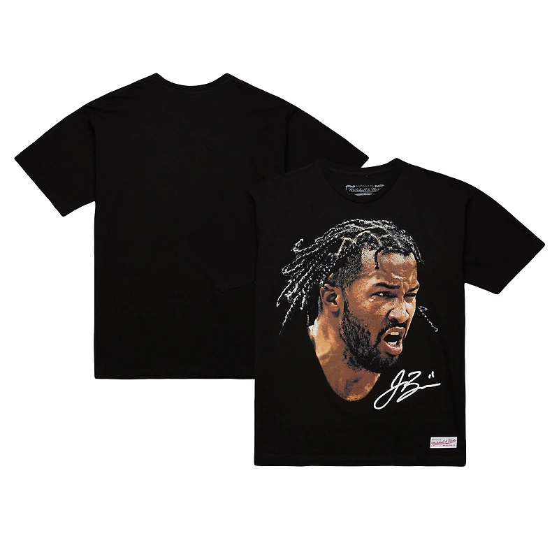 Unisex Mitchell & Ness Jalen Brunson Black NBA Real Big Face Player T-Shirt