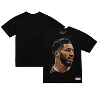 Unisex Mitchell & Ness Jayson Tatum Black NBA Real Big Face Player T-Shirt