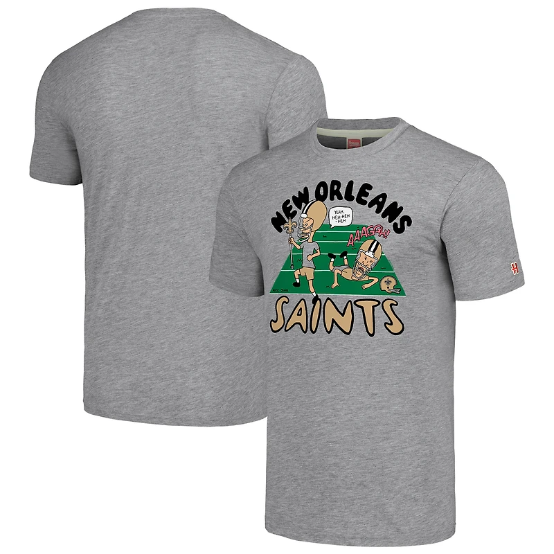 T-shirt unisexe NFL x Homage Beavis and Butt-Head gris New Orleans Saints Tri-Blend
