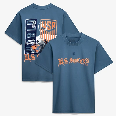 T-shirt unisexe Uscape Apparel bleu Host City U.S. Soccer x Los Angeles 2026 Graffiti Vintage
