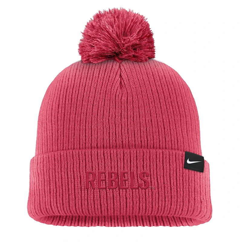 Bonnet en tricot à revers Nike Scarlet UNLV Rebels pour homme avec pompon