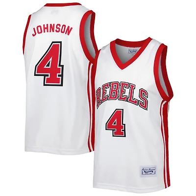 Maillot de basket-ball réplique commémorative des anciens rebelles l'UNLV la marque rétro originale Larry Johnson blanc pour hommes