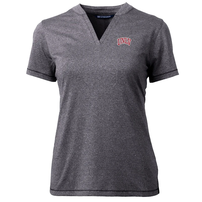 Women's Cutter & Buck Heather Charcoal UNLV Rebels Forge Blade V-Neck Top