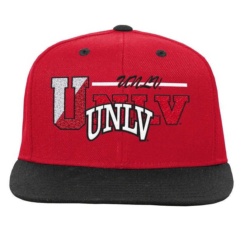 Casquette snapback à lettres universitaires Mitchell & Ness écarlate/noir UNLV Rebels pour jeune