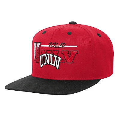 Casquette snapback à lettres universitaires Mitchell & Ness écarlate/noir UNLV Rebels pour jeune