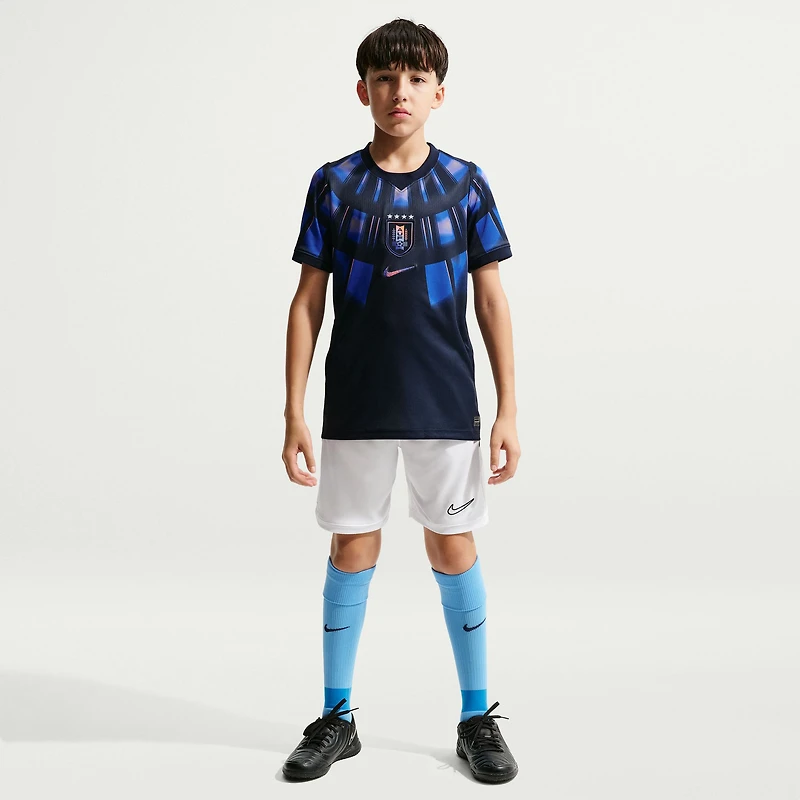 Maillot réplique Nike bleu de l'équipe nationale d'Uruguay pour jeunes (2026), extérieur, version stade.