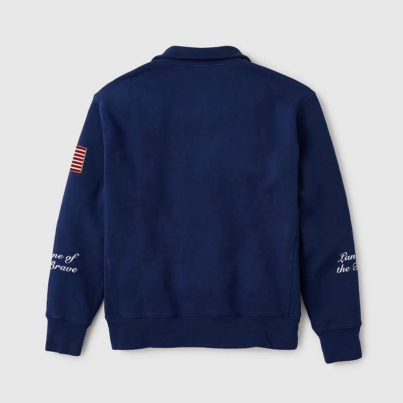 Polo à col zippé Fanatics Navy USA 250 pour homme