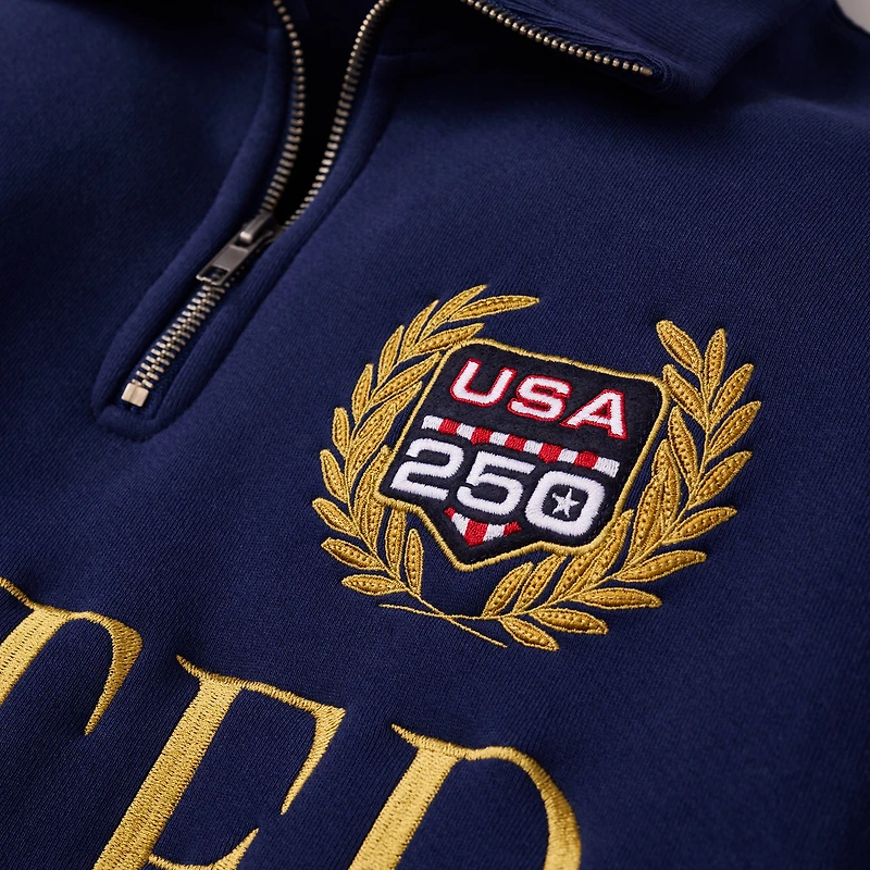 Polo à col zippé Fanatics Navy USA 250 pour homme